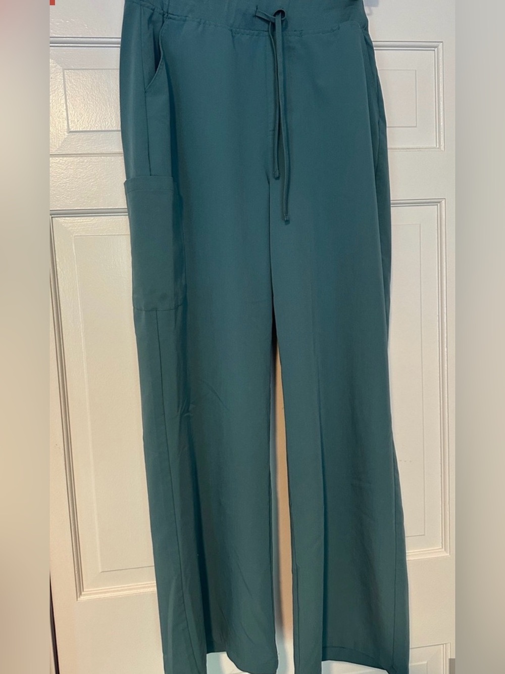 Mandala High-Waisted Wide Leg Scrub Pants in Caribbean Blue